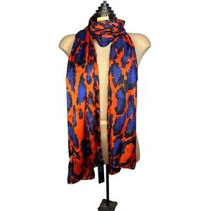 The Limited Women’s Neck Scarf Orange Blue Animal Print Fashion Wrap New